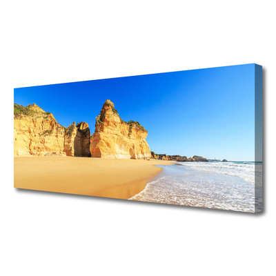 Tableaux sur toile Mer plage paysage jaune bleu