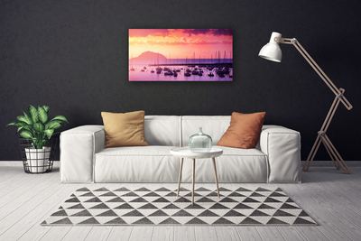 Tableaux sur toile Mer paysage orange violet