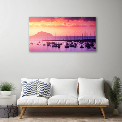 Tableaux sur toile Mer paysage orange violet