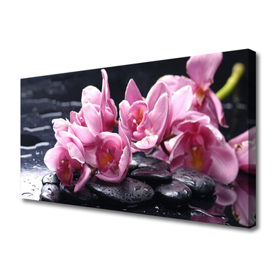 Tableaux sur toile Pierres fleurs floral rose noir