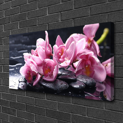 Tableaux sur toile Pierres fleurs floral rose noir