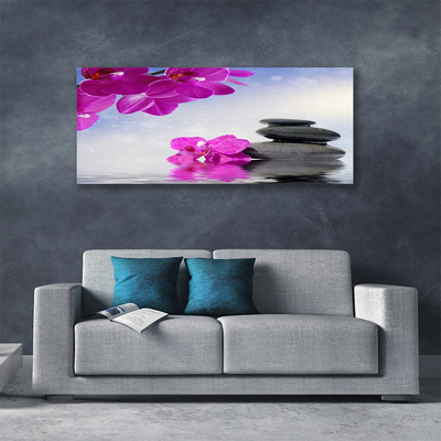 Tableaux sur toile Pierres fleurs floral rose gris