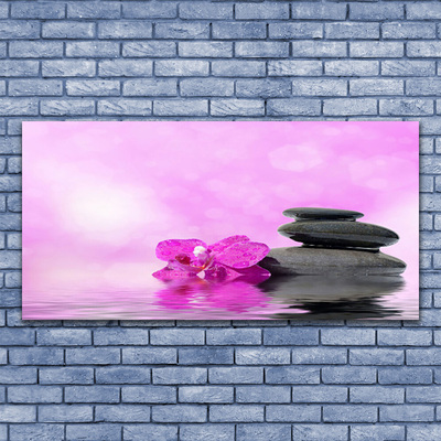 Tableaux sur toile Fleurs pierres art rose gris