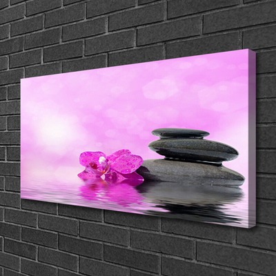 Tableaux sur toile Fleurs pierres art rose gris