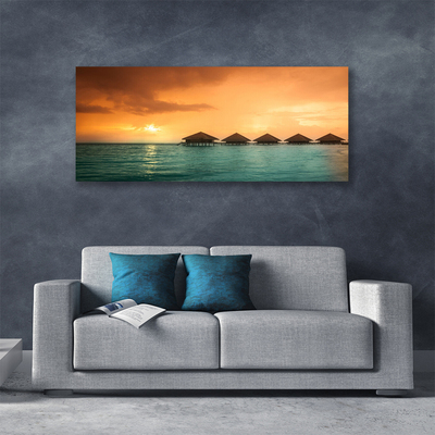 Tableaux sur toile Mer soleil paysage bleu jaune