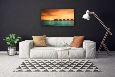 Tableaux sur toile Mer soleil paysage bleu jaune