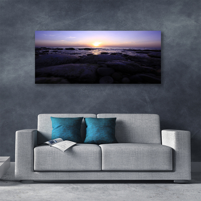 Tableaux sur toile Pierres mer paysage gris violet blanc