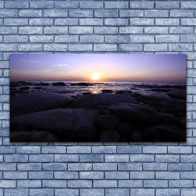 Tableaux sur toile Pierres mer paysage gris violet blanc