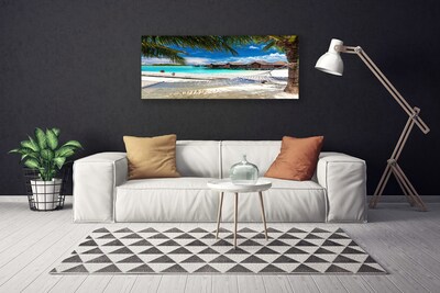 Tableaux sur toile Mer plage paysage blanc bleu brun vert