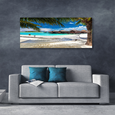 Tableaux sur toile Mer plage paysage blanc bleu brun vert