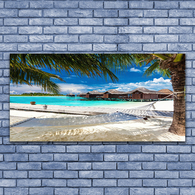 Tableaux sur toile Mer plage paysage blanc bleu brun vert