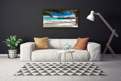 Tableaux sur toile Mer plage paysage blanc bleu brun vert