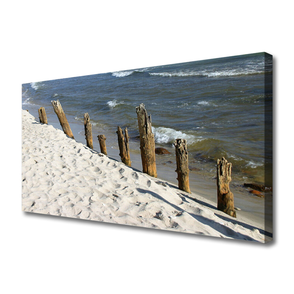 Tableaux sur toile Plage mer paysage brun bleu