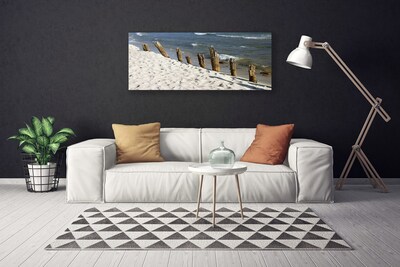 Tableaux sur toile Plage mer paysage brun bleu