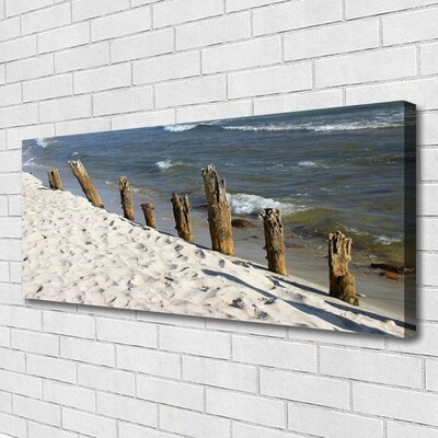 Tableaux sur toile Plage mer paysage brun bleu