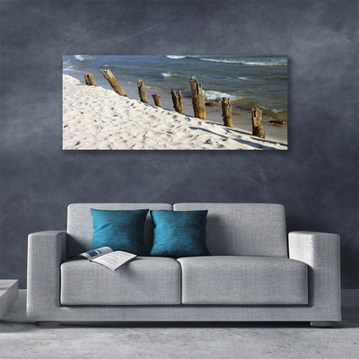 Tableaux sur toile Plage mer paysage brun bleu