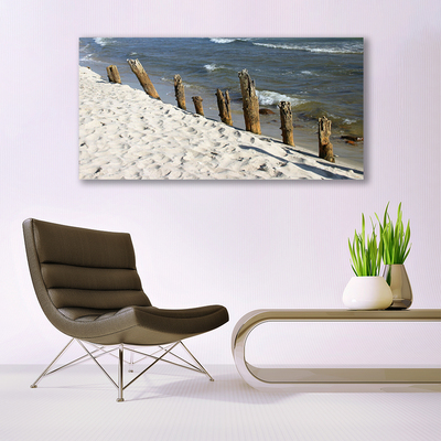 Tableaux sur toile Plage mer paysage brun bleu