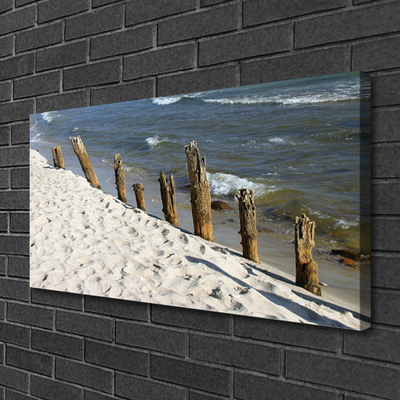 Tableaux sur toile Plage mer paysage brun bleu