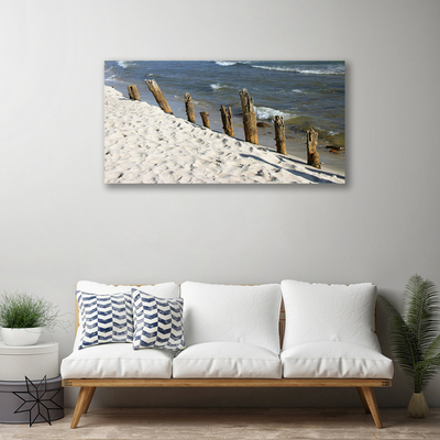 Tableaux sur toile Plage mer paysage brun bleu