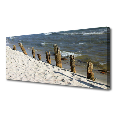 Tableaux sur toile Plage mer paysage brun bleu