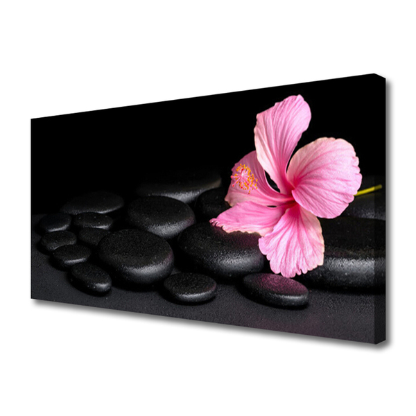 Tableaux sur toile Pierres fleur art rose noir