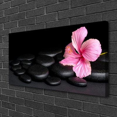 Tableaux sur toile Pierres fleur art rose noir