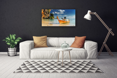 Tableaux sur toile Bateau mer paysage jaune bleu