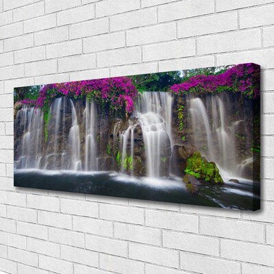 Tableaux sur toile Chute d'eau nature gris blanc rouge vert