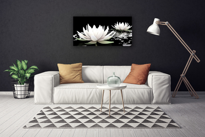 Tableaux sur toile Fleurs floral blanc noir