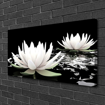 Tableaux sur toile Fleurs floral blanc noir