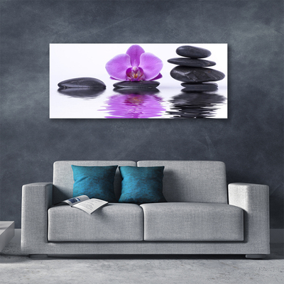 Tableaux sur toile Fleurs pierres art rose gris