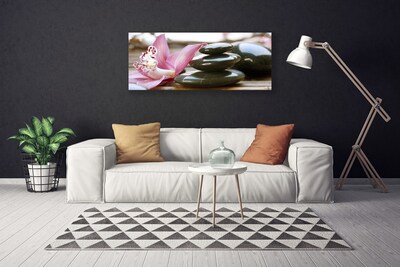 Tableaux sur toile Pierres fleurs art rose gris