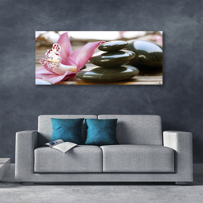 Tableaux sur toile Pierres fleurs art rose gris