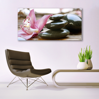 Tableaux sur toile Pierres fleurs art rose gris