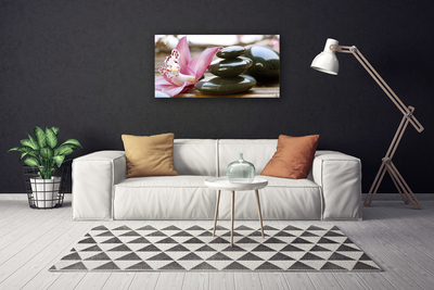 Tableaux sur toile Pierres fleurs art rose gris