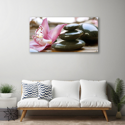 Tableaux sur toile Pierres fleurs art rose gris