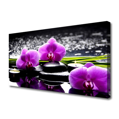 Tableaux sur toile Fleurs pierres floral rose noir