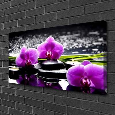 Tableaux sur toile Fleurs pierres floral rose noir