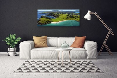 Tableaux sur toile Forêt plage mer paysage bleu brun vert