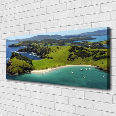 Tableaux sur toile Forêt plage mer paysage bleu brun vert