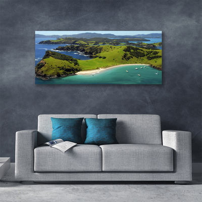 Tableaux sur toile Forêt plage mer paysage bleu brun vert