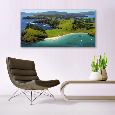 Tableaux sur toile Forêt plage mer paysage bleu brun vert