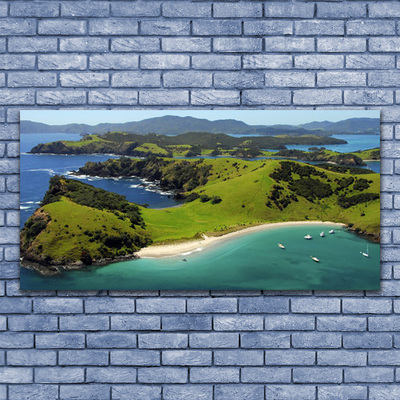 Tableaux sur toile Forêt plage mer paysage bleu brun vert