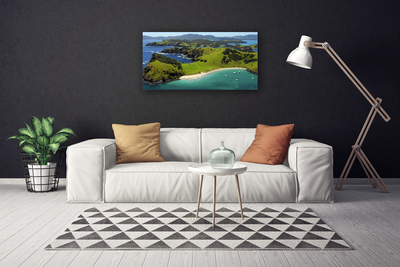 Tableaux sur toile Forêt plage mer paysage bleu brun vert