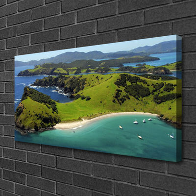 Tableaux sur toile Forêt plage mer paysage bleu brun vert