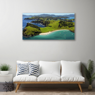 Tableaux sur toile Forêt plage mer paysage bleu brun vert