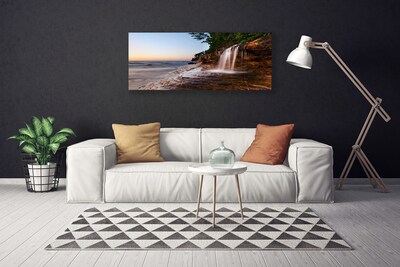 Tableaux sur toile Chute d'eau paysage blanc brun