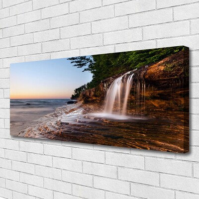 Tableaux sur toile Chute d'eau paysage blanc brun