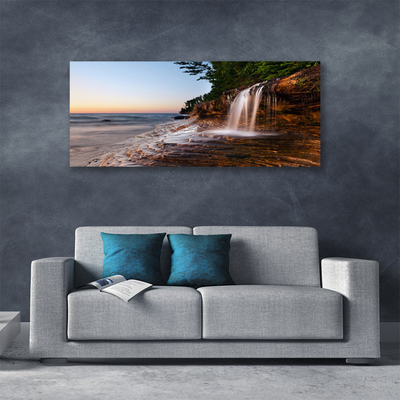 Tableaux sur toile Chute d'eau paysage blanc brun