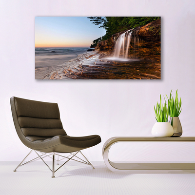 Tableaux sur toile Chute d'eau paysage blanc brun